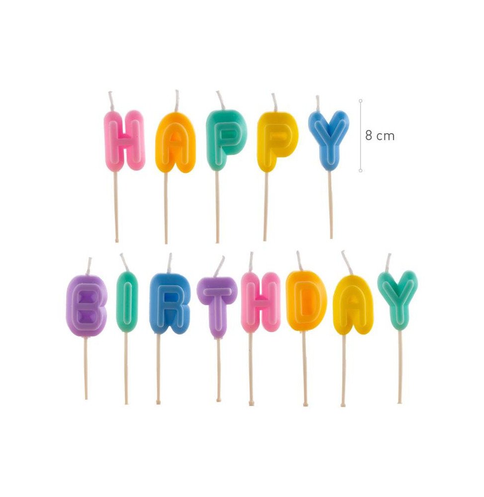 Dekora Colourful Happy Birthday Candles - 8 Cm