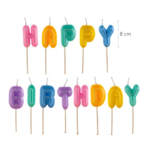 Dekora Colourful Happy Birthday Candles - 8 Cm