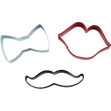 Tie, Mustache & Lips Cookie Cutter Set - 3 Set