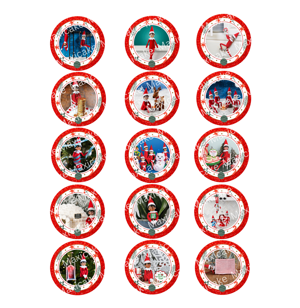 Elf Sample 03 Edible Toppers - Set Of 15