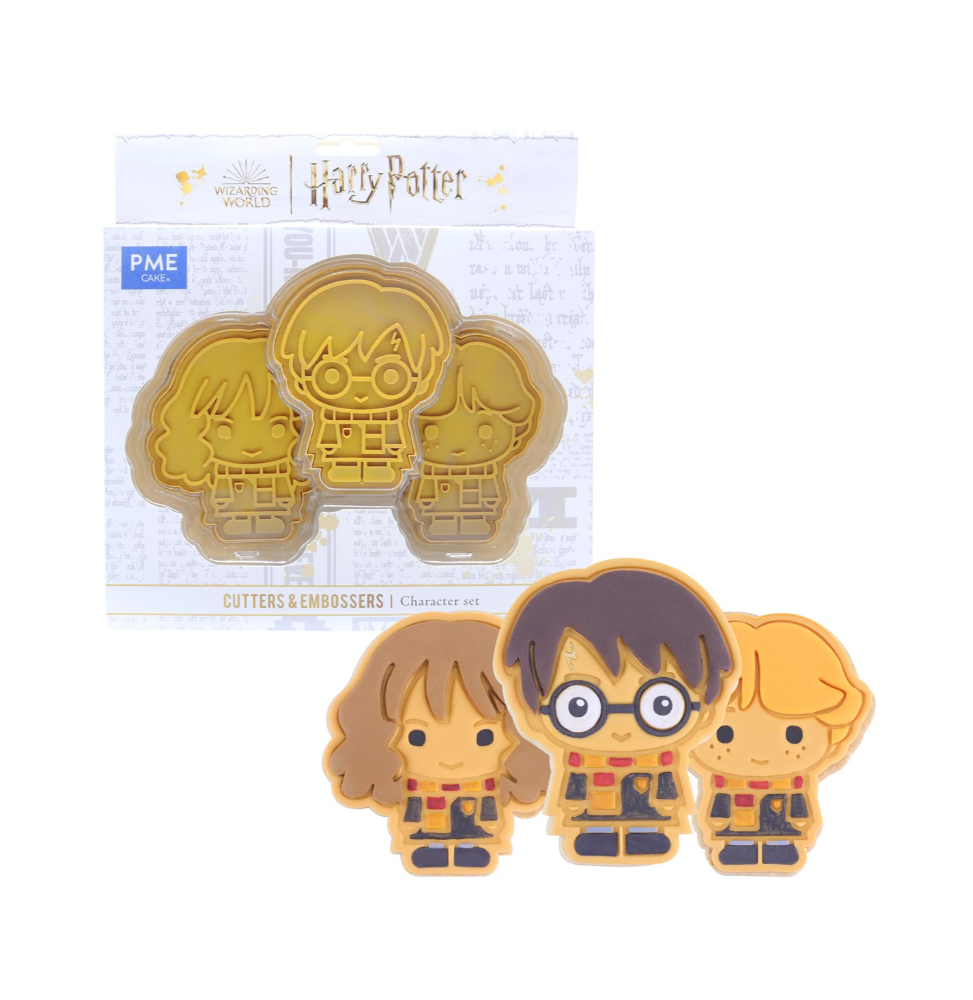 PME Harry Potter Cookie Cutter & Embosser Harry, Ron & Hermione - Set of 3,