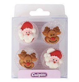 Santa & Rudolph Sugar Decorations - Set Of 12