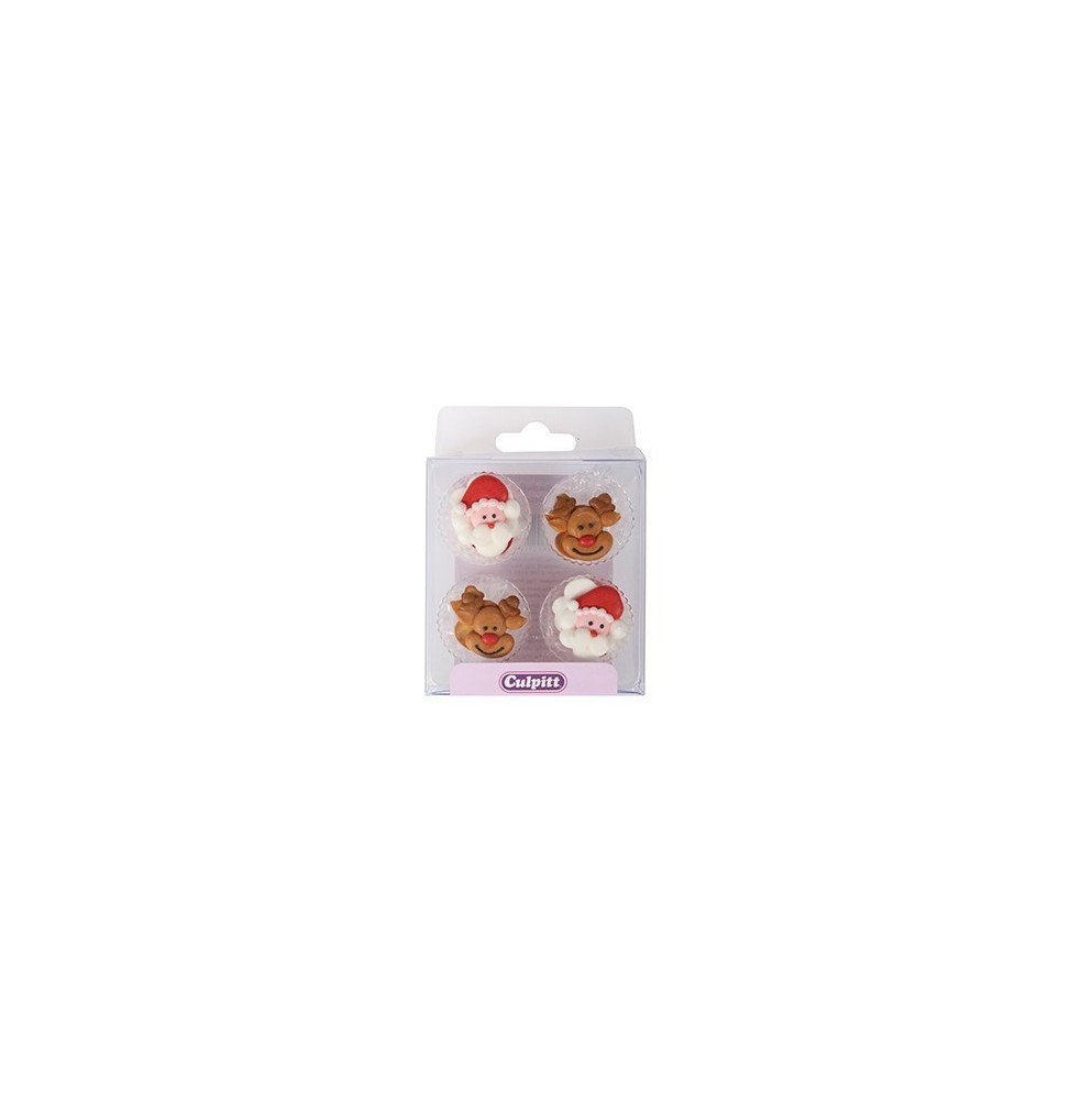 Santa & Rudolph Sugar Decorations - Set Of 12