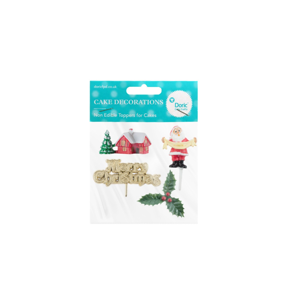 Christmas 01 Themed Plastic Cake Decorations - Set Of 4