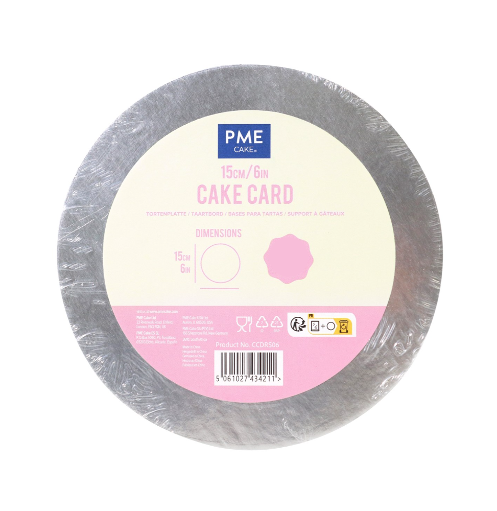 PME - 6'' Round Cake Cards Silver