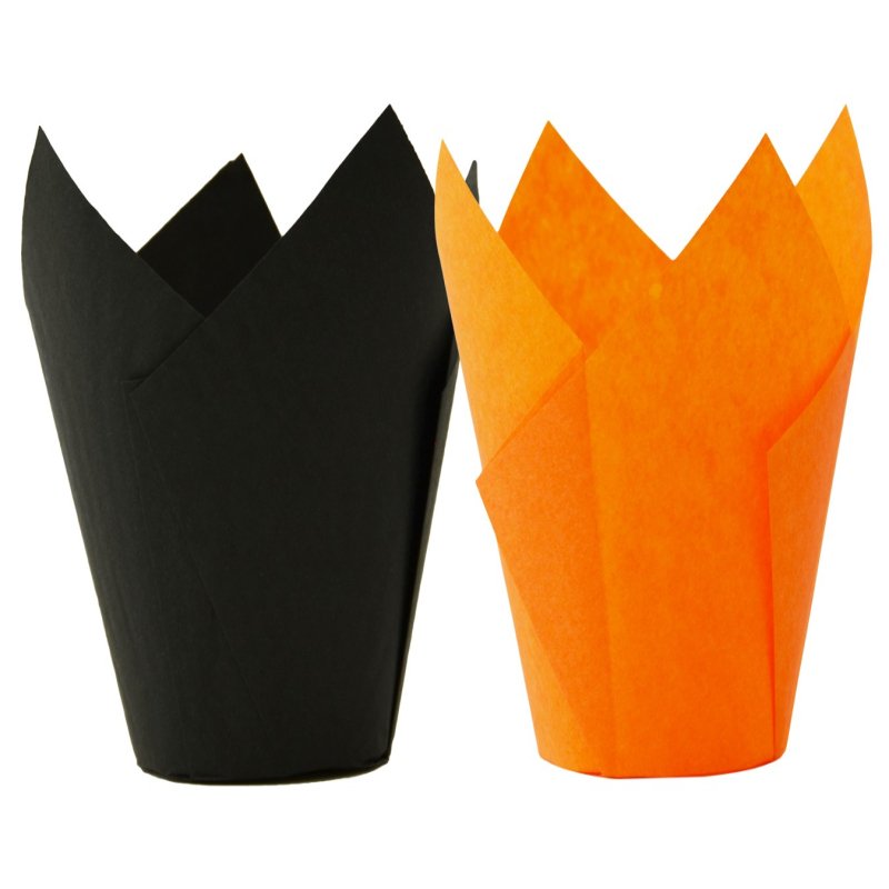 Tulip Muffin Wraps Black & Orange - 50 Set