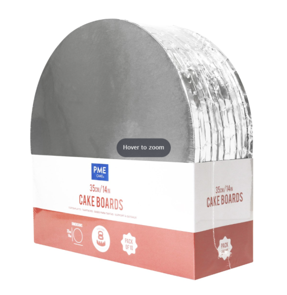PME - 14" Round Cake Boards with Wrapped Edges, Silver - Pack of 10