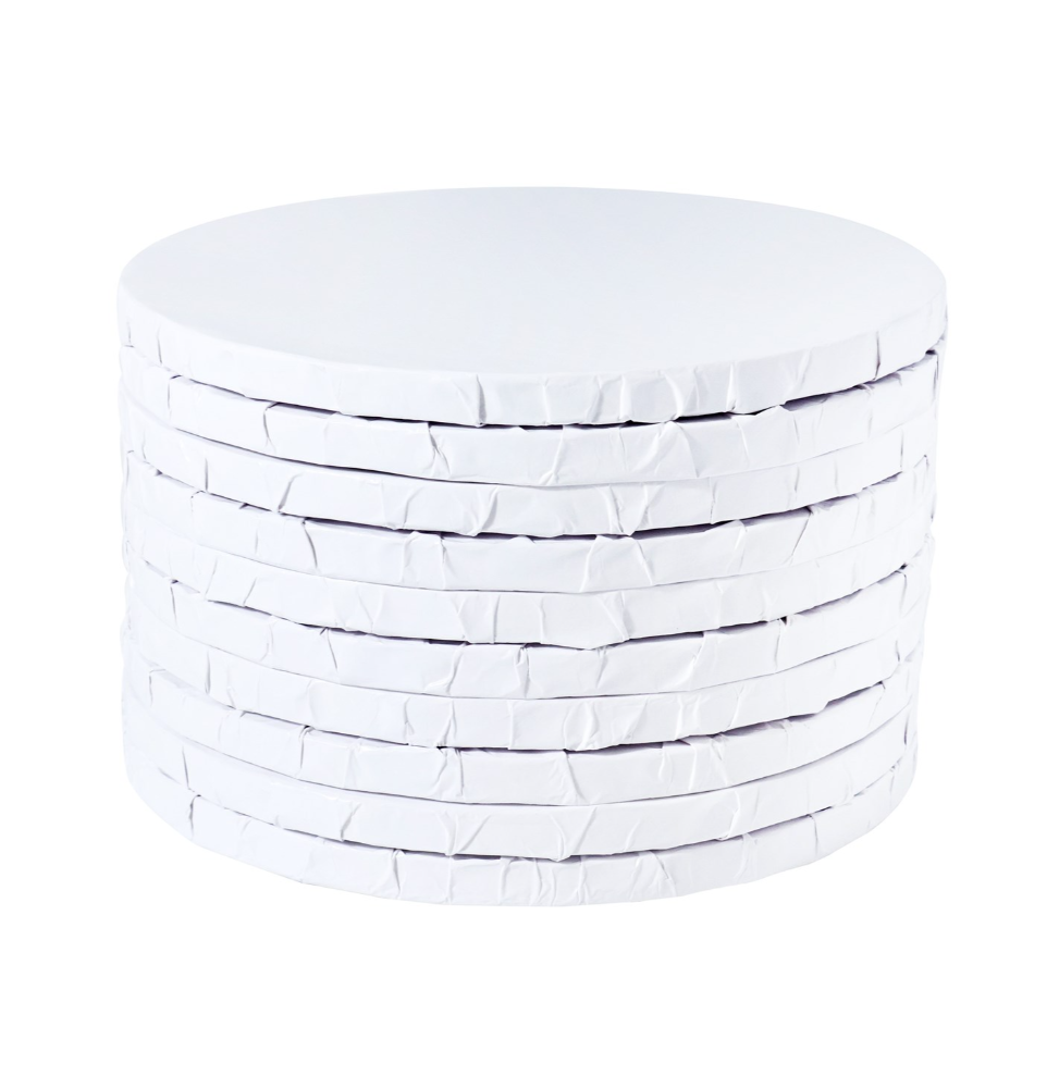 PME - 8" Round Cake Boards with Wrapped Edges, White - Pack of 10