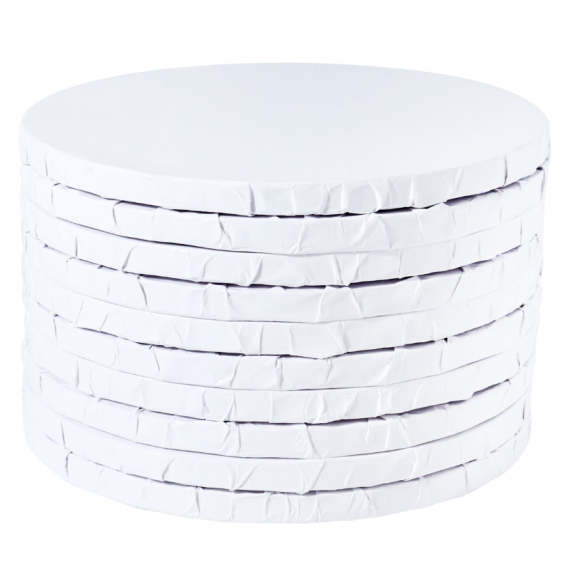 PME - 14" Round Cake Boards with Wrapped Edges, White - Pack of 10