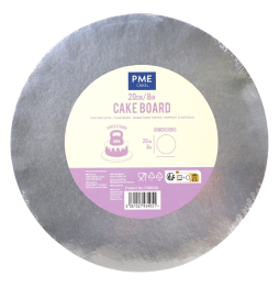 8'' PME - Round Cake Board with Banded Edge Silver