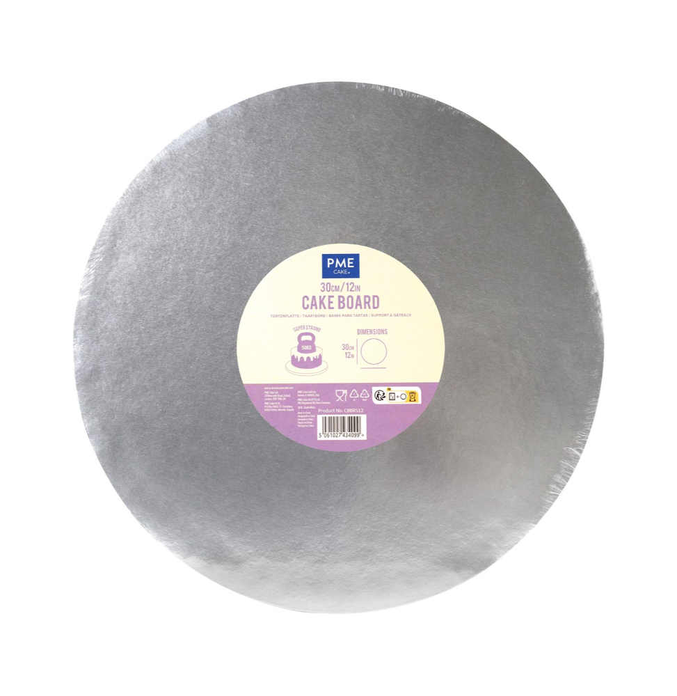 12'' PME - Round Cake Board with Banded Edge Silver