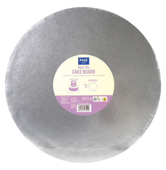 12'' PME - Round Cake Board with Banded Edge Silver