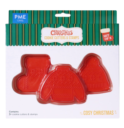 PME Christmas Cookie Cutters & Stamps - Cozy Christmas - Set of 3