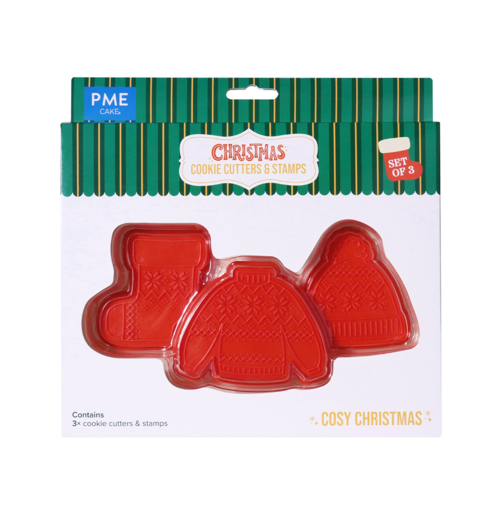 PME Christmas Cookie Cutters & Stamps - Cozy Christmas - Set of 3