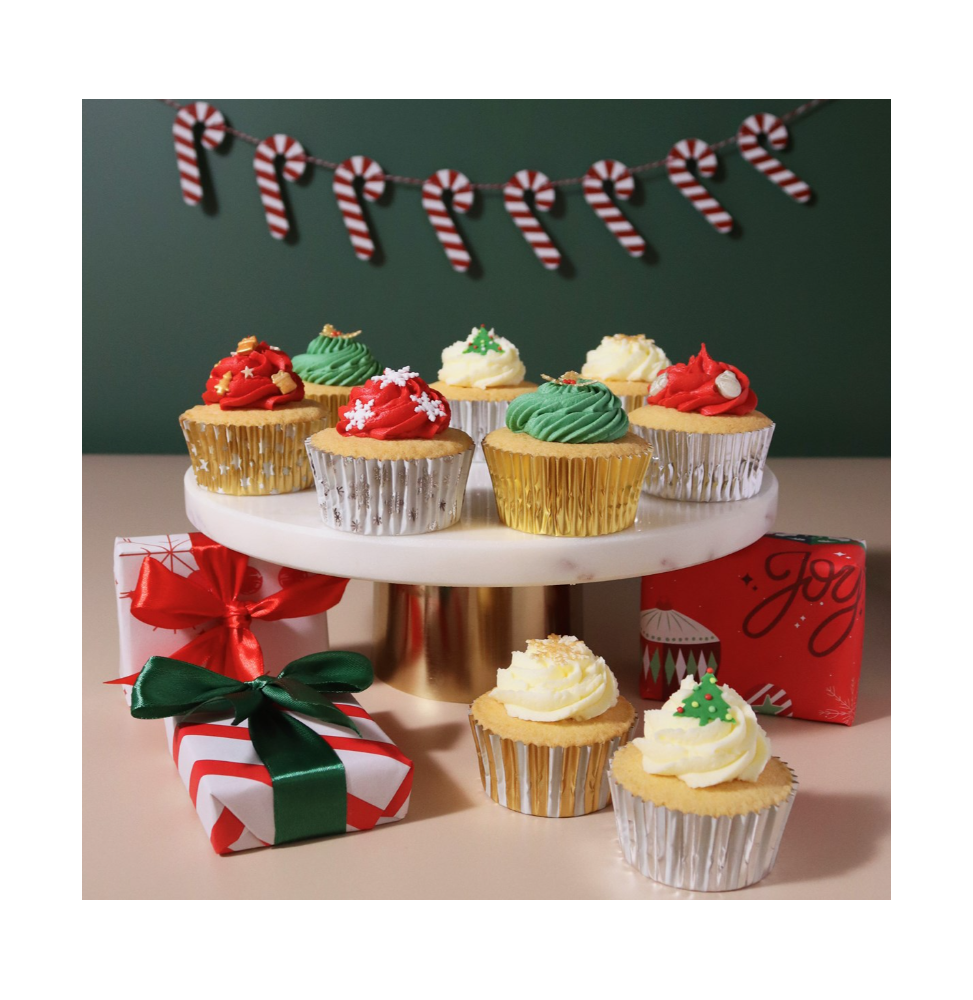 PME : Christmas Foil-lined Cupcake Cases - Metallic Gold & Silver (Pack of 100)