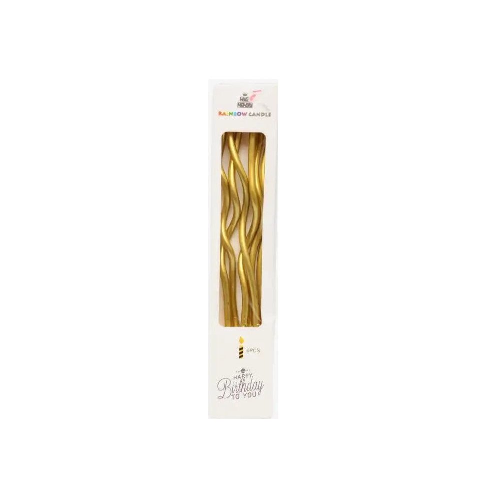 Birthday Candles Curl Gold (17cm)  - Set Of 6