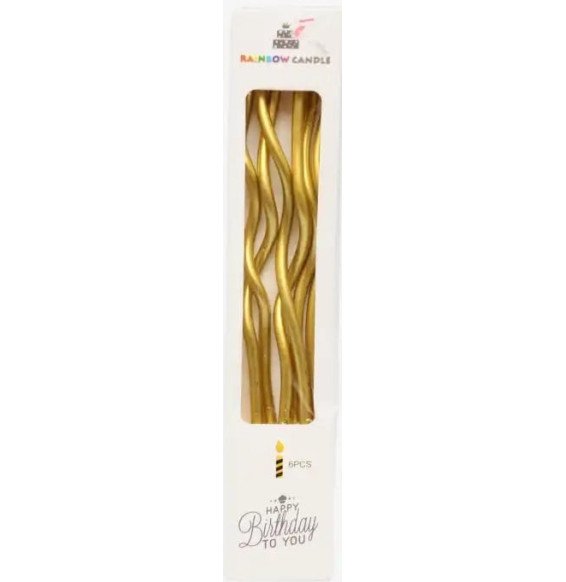 Birthday Candles Curl Gold (17cm)  - Set Of 6