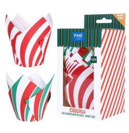 PME Christmas Tulip Muffin Cases - Candy Cane - Set Of 24