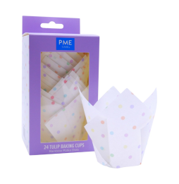 PME Tulip Muffin Cases - Rainbow Polka - Set Of 24