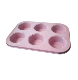 AZUCREN Non Stick 6 Cupcakes Pan  - Pink