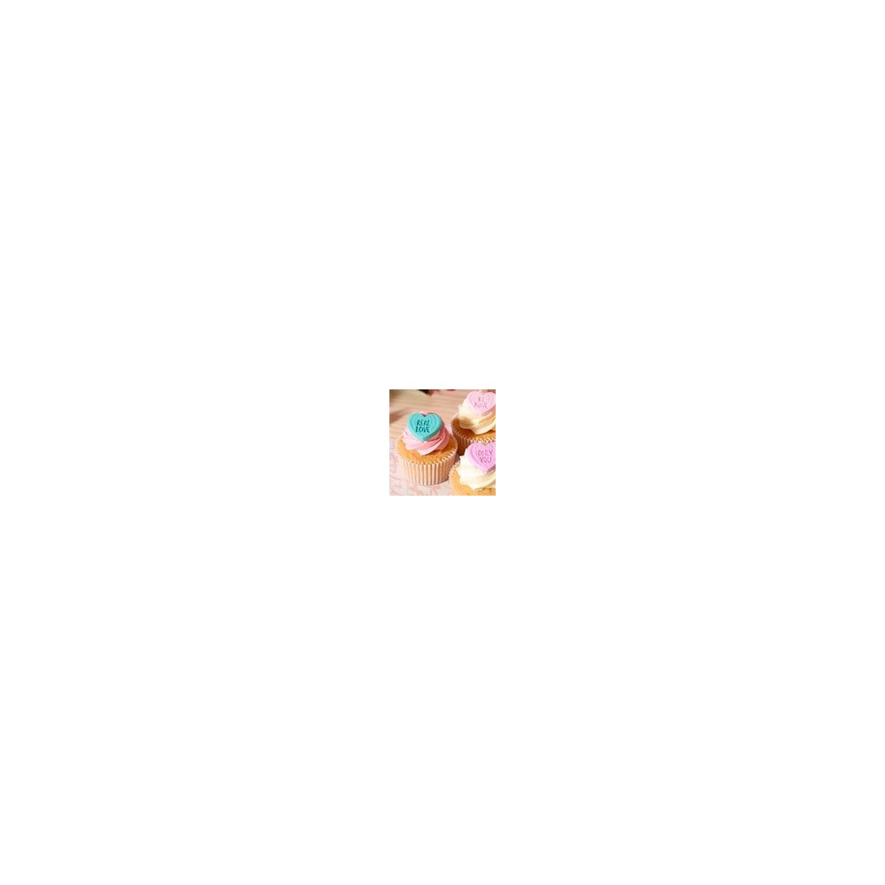 PME Valentines Edible Sugar Decorations - Candy Heart Messages (Pack of 12)