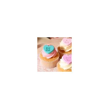 PME Valentines Edible Sugar Decorations - Candy Heart Messages (Pack of 12)