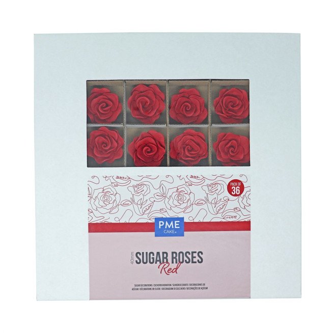 PME 40mm Sugar Roses for Cake Decorating, Set of 36