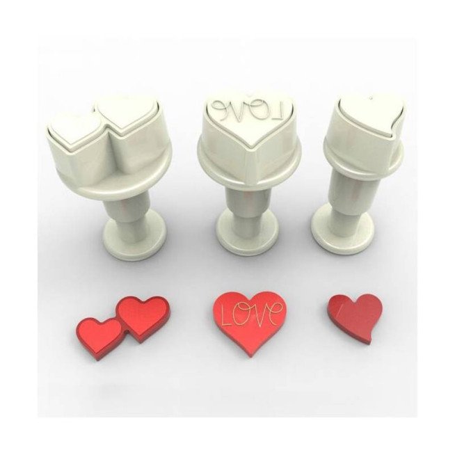 SET OF 3 MINI HEART PLUNGER CUTTERS