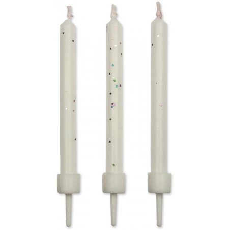 PME White Glitter Candle -10 Pack
