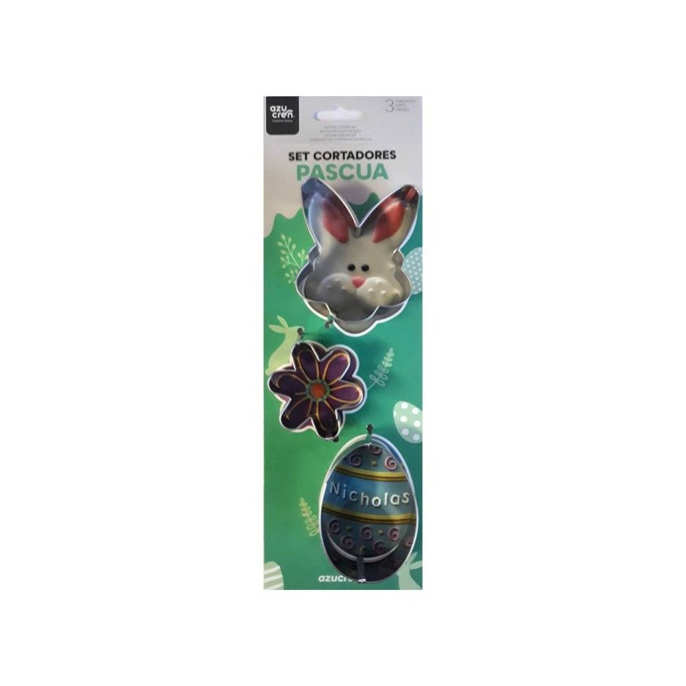 SET OF 3 BUNNY, FLOWER, AND EGG CUTTERS. SUGAR