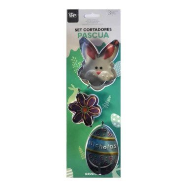 SET OF 3 BUNNY, FLOWER, AND EGG CUTTERS. SUGAR