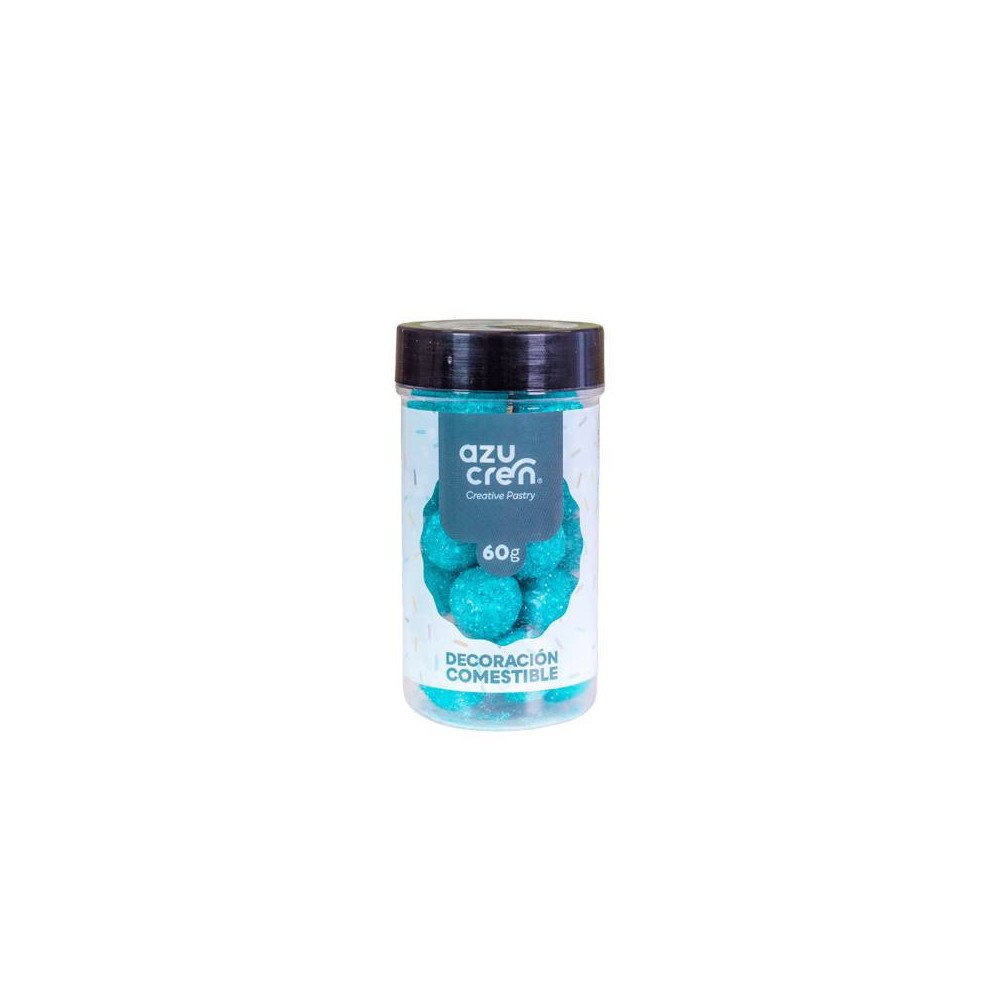 BLUE GLITTER PEARLS SUGAR BALL 60 GRAMS SUGAR