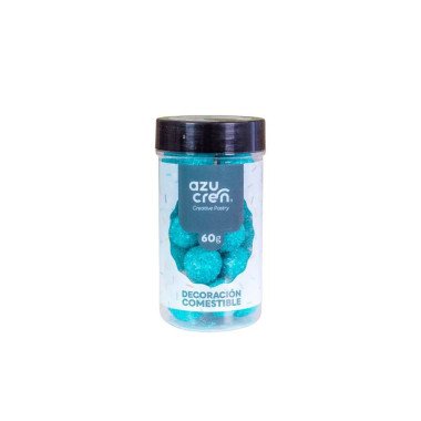 BLUE GLITTER PEARLS SUGAR BALL 60 GRAMS SUGAR