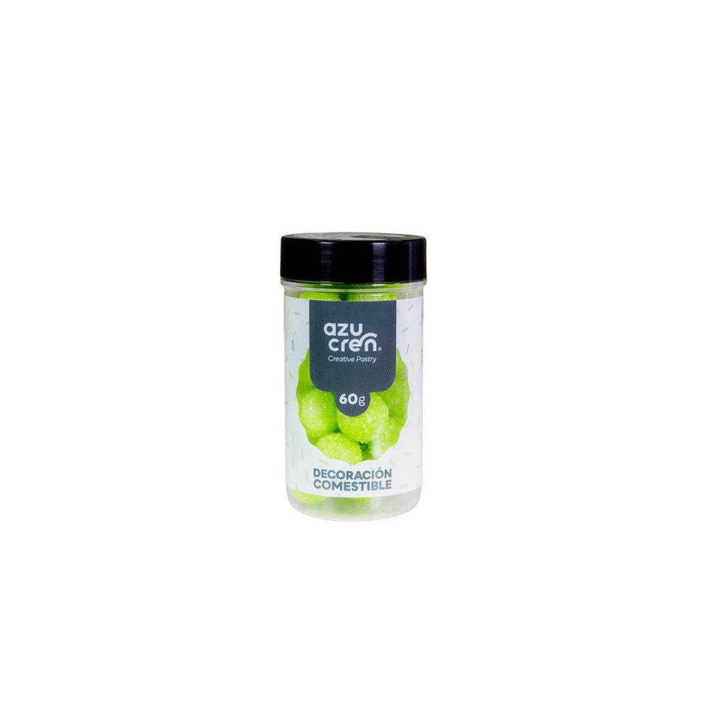 LIME GREEN SUGAR BALL GLITTER PEARLS 60 GRAMS SUGAR