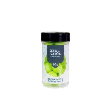 LIME GREEN SUGAR BALL GLITTER PEARLS 60 GRAMS SUGAR