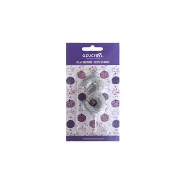 CANDLE NO. 3 SILVER GLITTER WITH BLISTER