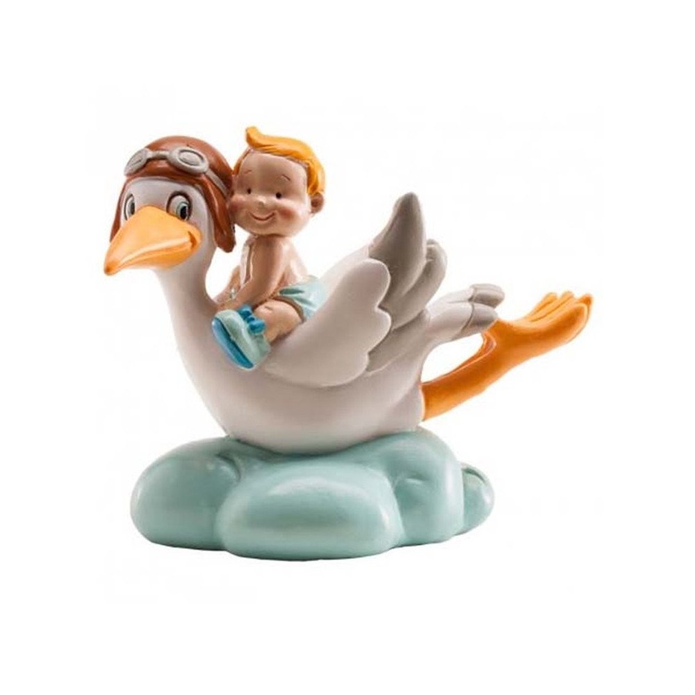 STORK FLYING BLUE 10 CM. DEKORA ( 310112 )