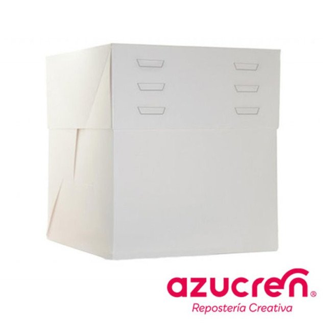 WHITE CAKE BOX ADJUSTABLE HEIGHT 30 X 30 X 20 TO 30 CM. HEIGHT