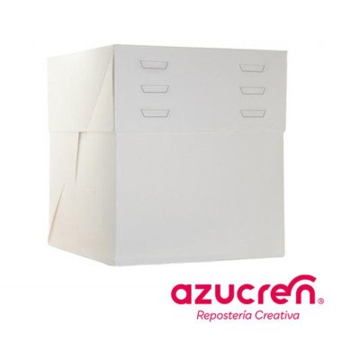 WHITE CAKE BOX ADJUSTABLE HEIGHT 30 X 30 X 20 TO 30 CM. HEIGHT