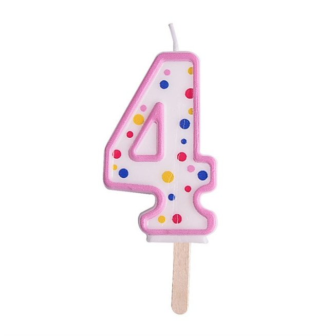 Candles - Pink Numeral 4 (64mm / 2.5")