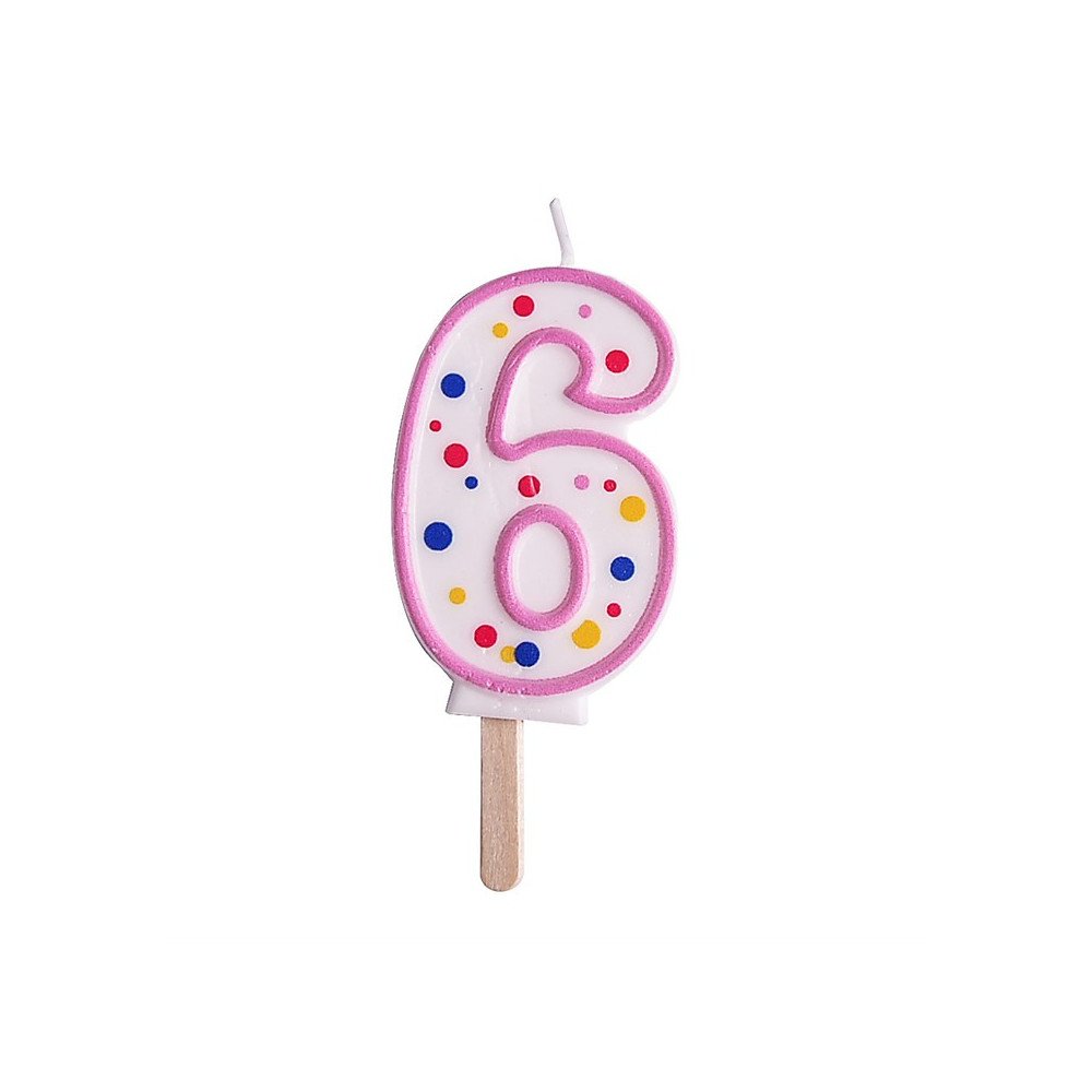 Candles - Pink Numeral 6 (64mm / 2.5)