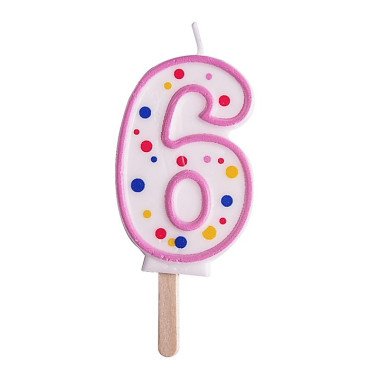 Candles - Pink Numeral 6 (64mm / 2.5)
