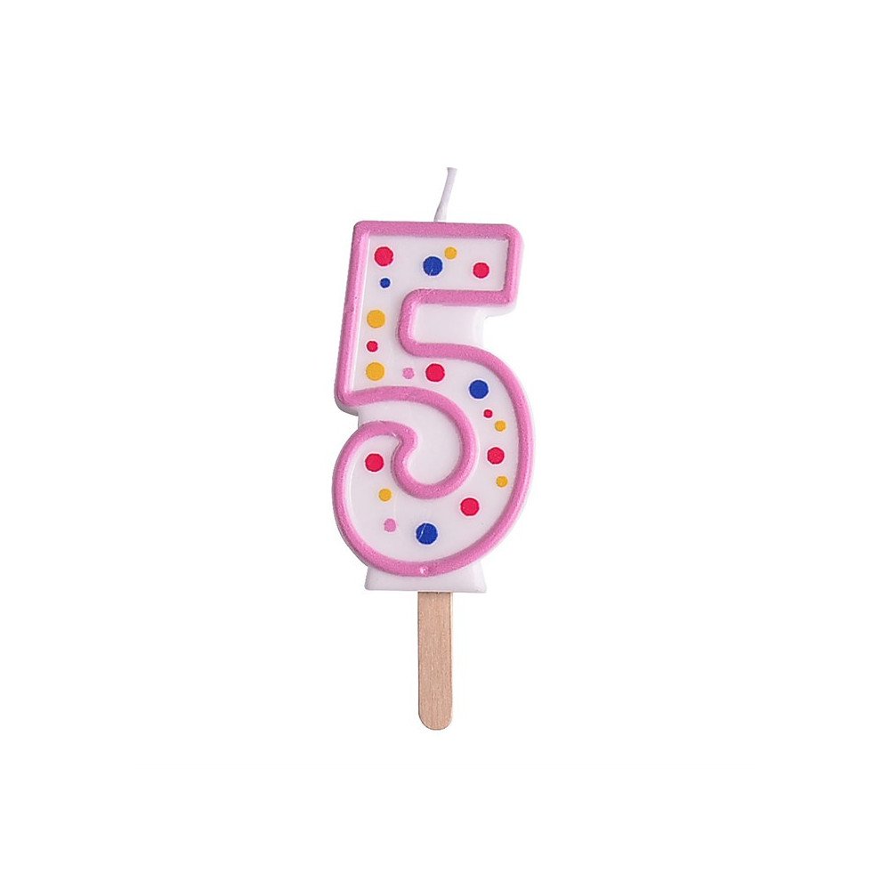Candles - Pink Numeral 5 (64mm / 2.5")