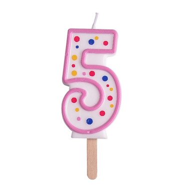 Candles - Pink Numeral 5 (64mm / 2.5")