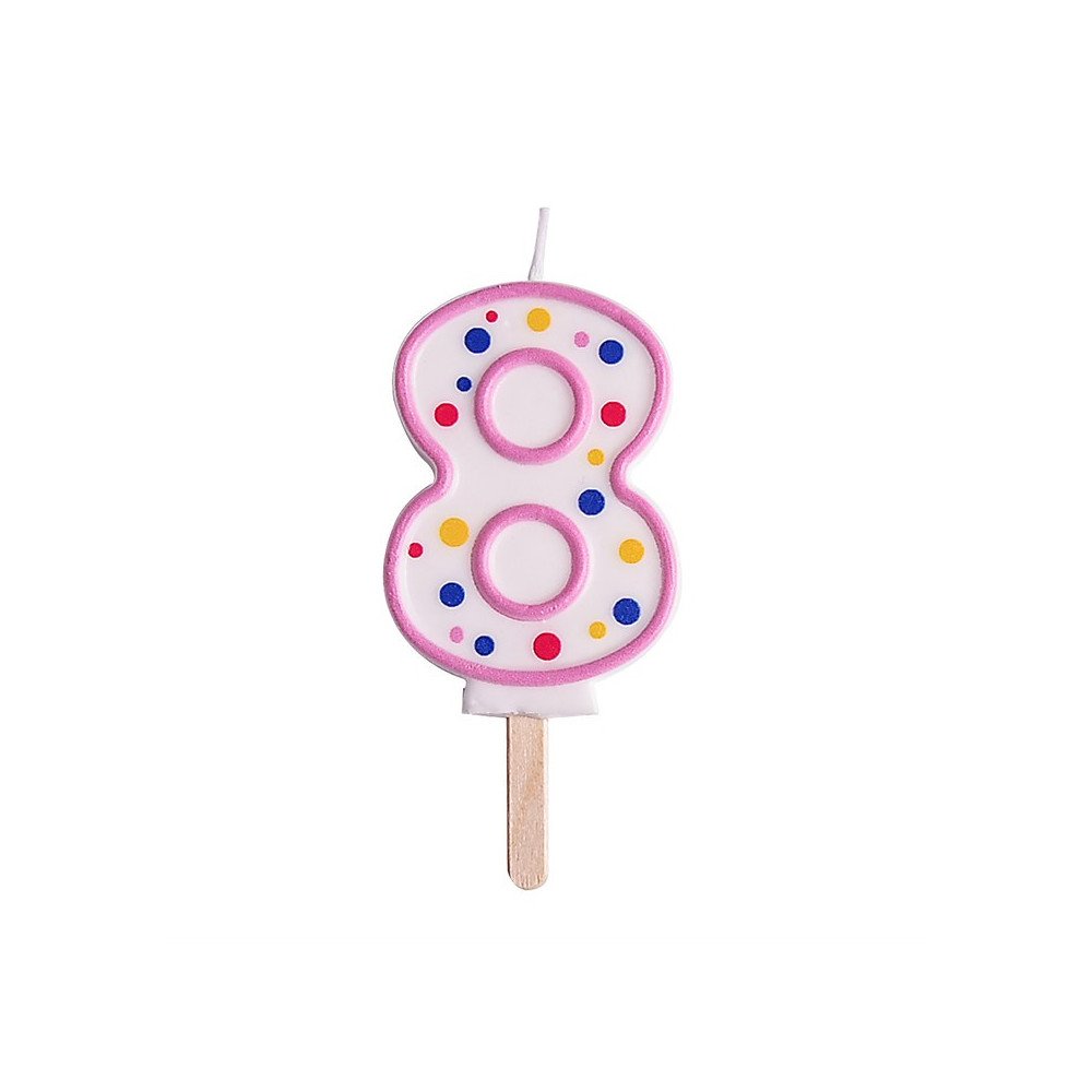 Candles - Pink Numeral 8 (64mm / 2.5")