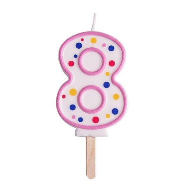 Candles - Pink Numeral 8 (64mm / 2.5")
