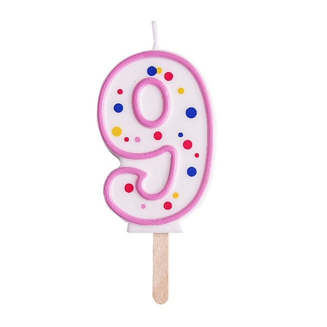 Candles - Pink Numeral 9 (64mm / 2.5")
