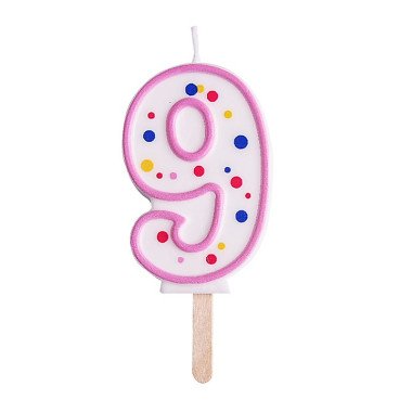 Candles - Pink Numeral 9 (64mm / 2.5")