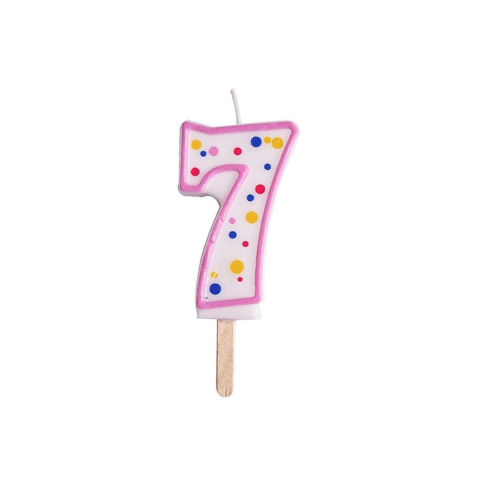 Candles - Pink Numeral 7 (64mm / 2.5")