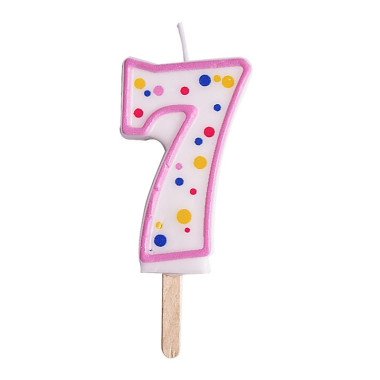 Candles - Pink Numeral 7 (64mm / 2.5")